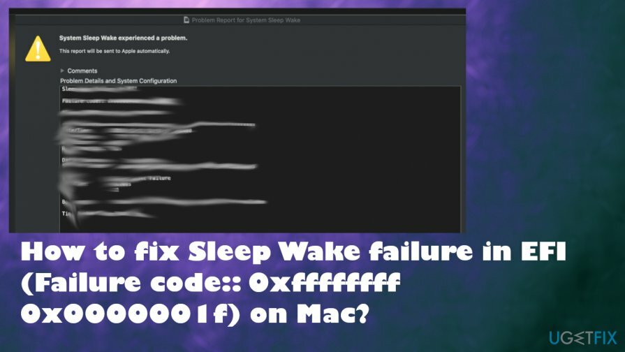 Sleep Wake ล้มเหลวใน EFI (รหัสความล้มเหลว:: 0xffffffff 0x0000001f) แก้ไข