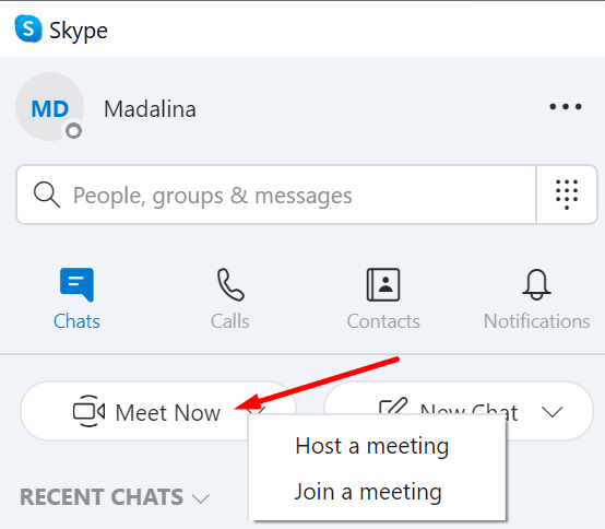 skype meet nu host deelnemen aan vergadering