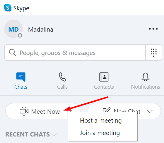 skype sreča zdaj gostitelj pridruži sestanek