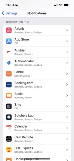 Екранна снимка на стилове за известяване на iOS
