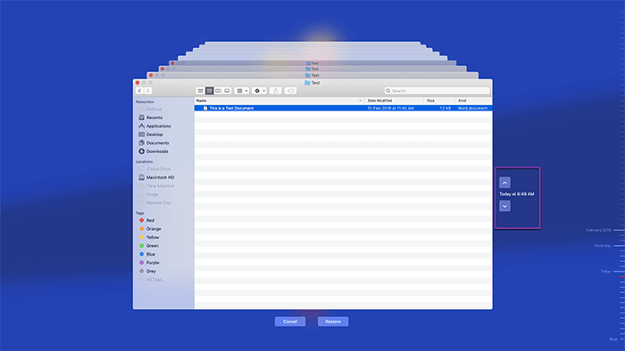 Time Machine System Restore rakendus