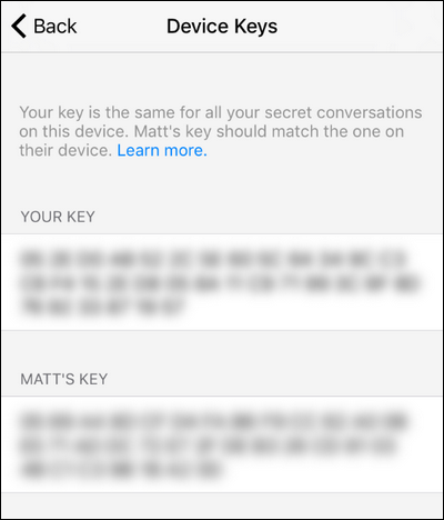 Número da chave de conversa secreta