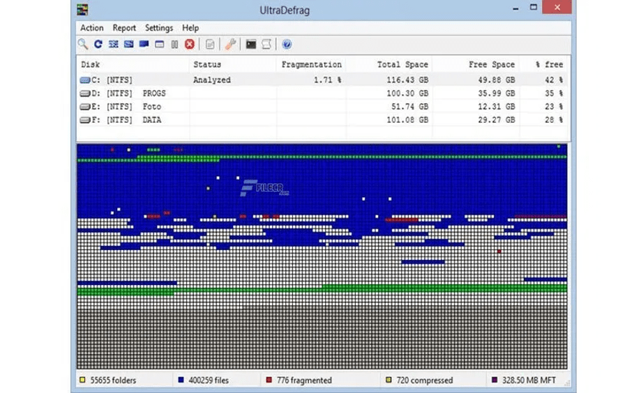 Программное обеспечение UltraDefrag для Windows