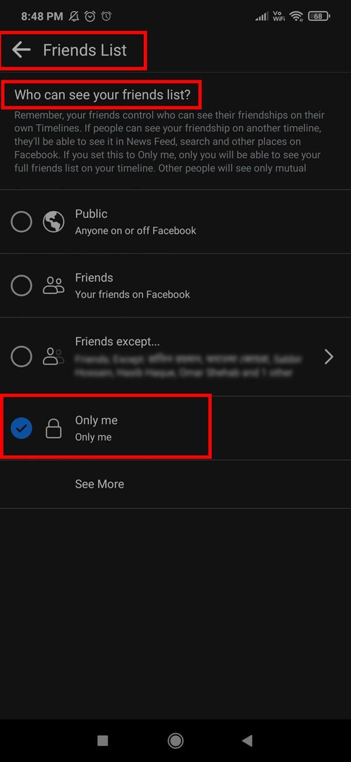 Sådan skjuler du Facebook-venneliste for andre på Android