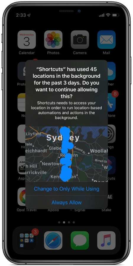 Pozadinska obavijest o lokaciji u iOS-u 13