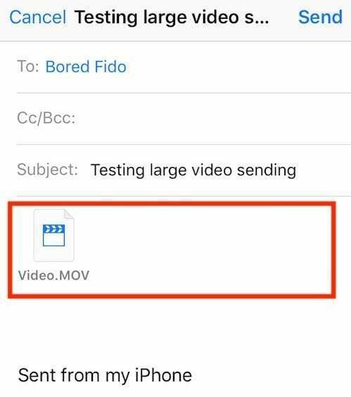 Hvordan sende stor video eller bilde via iPhone Mail