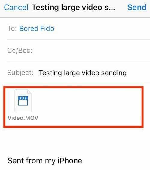 Nagyméretű videó vagy fénykép küldése iPhone Mail-en keresztül