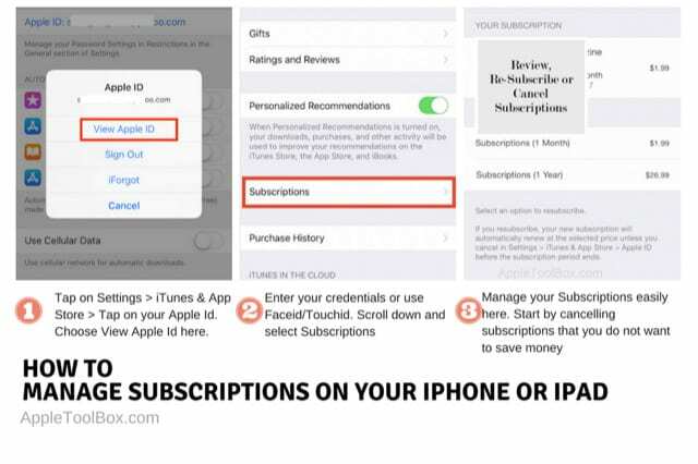 Előfizetések kezelése iPhone iOS rendszeren