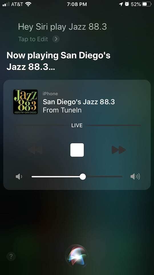 iOS 13 Live რადიო - Siri