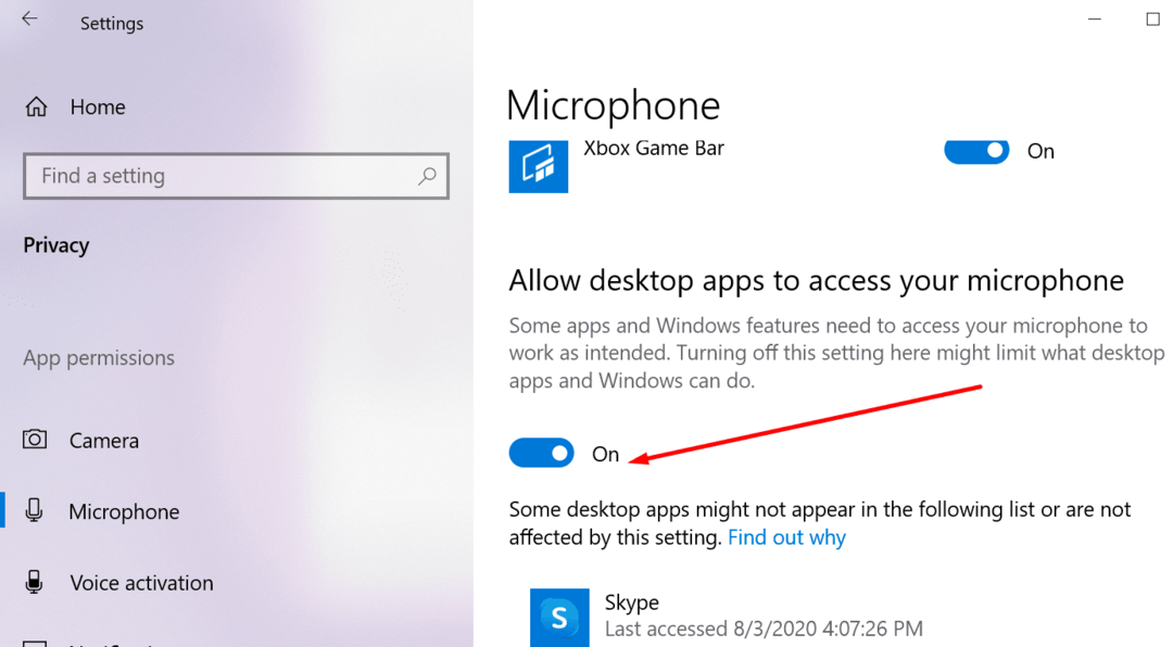 Windows 10 Mikrofonzugriff Datenschutzeinstellungen Desktop-Apps