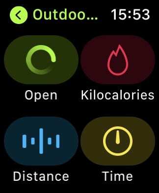 Opcije cilja vježbanja Apple Watcha.