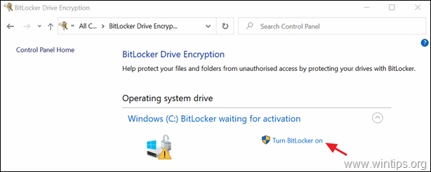 fix BitLocker wachtend op activering op Windows 10