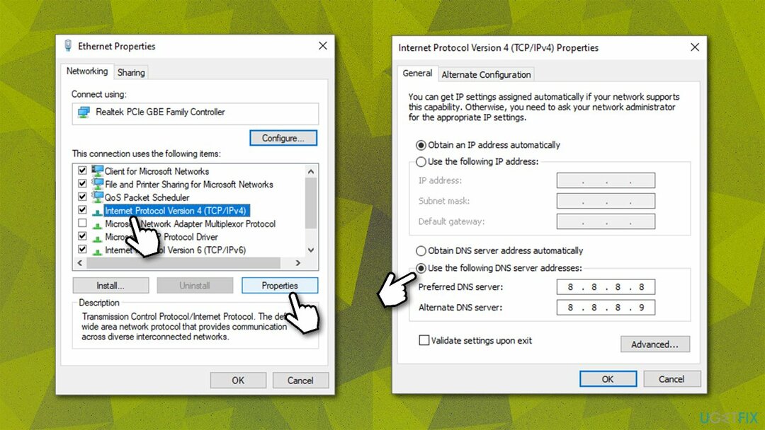 Use diferentes configurações de DNS