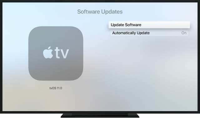 Gumb za ažuriranje softvera Apple TV-a