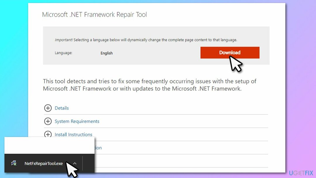 NET Frameworki parandamine