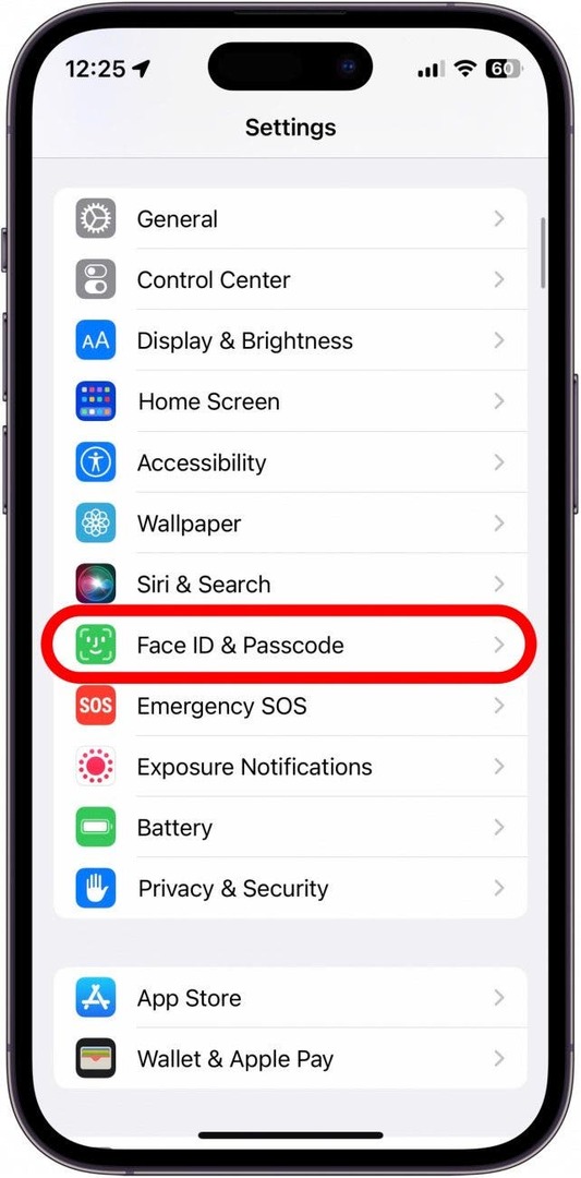 Apri Impostazioni e tocca Face ID e passcode.