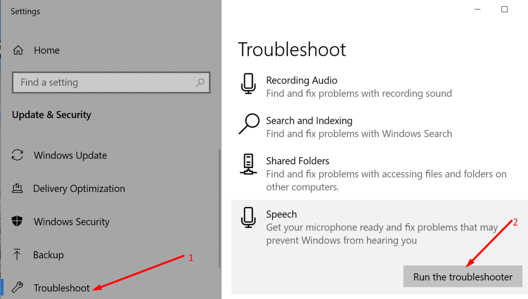 solucionador de problemas de voz windows 10