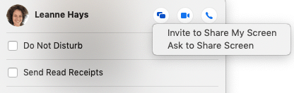 iMessageの画面共有オプション
