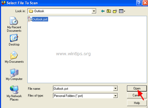 Scanpst إصلاح Outlook pst أو ost