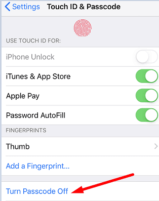 Отключить-выключить пароль-iPhone