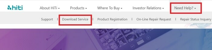 Válassza a Letöltési szolgáltatást a HiTi hivatalos webhelyéről