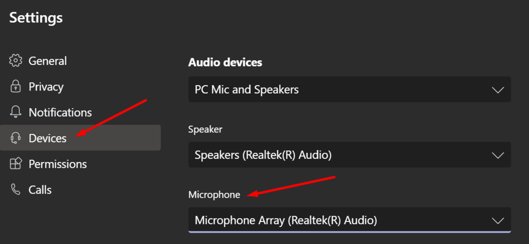 paramètres du microphone des équipes microsoft