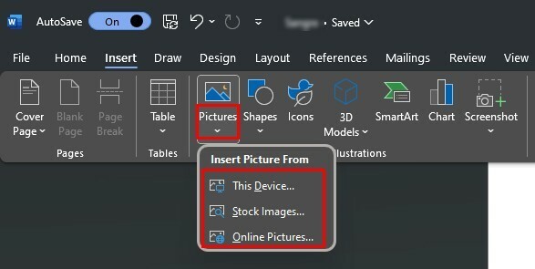 Inserir imagem de opções no Microsoft Word