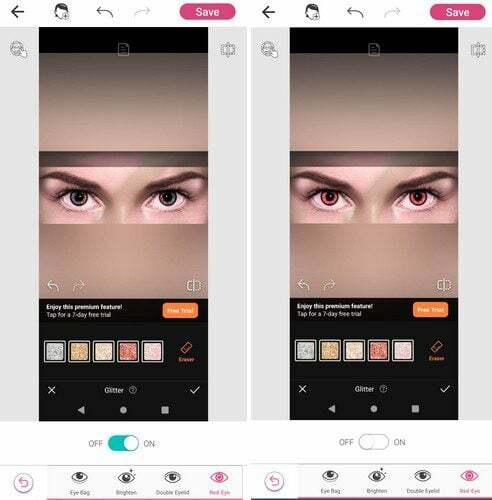 YouCam MakeUp vörösszem eltávolítás