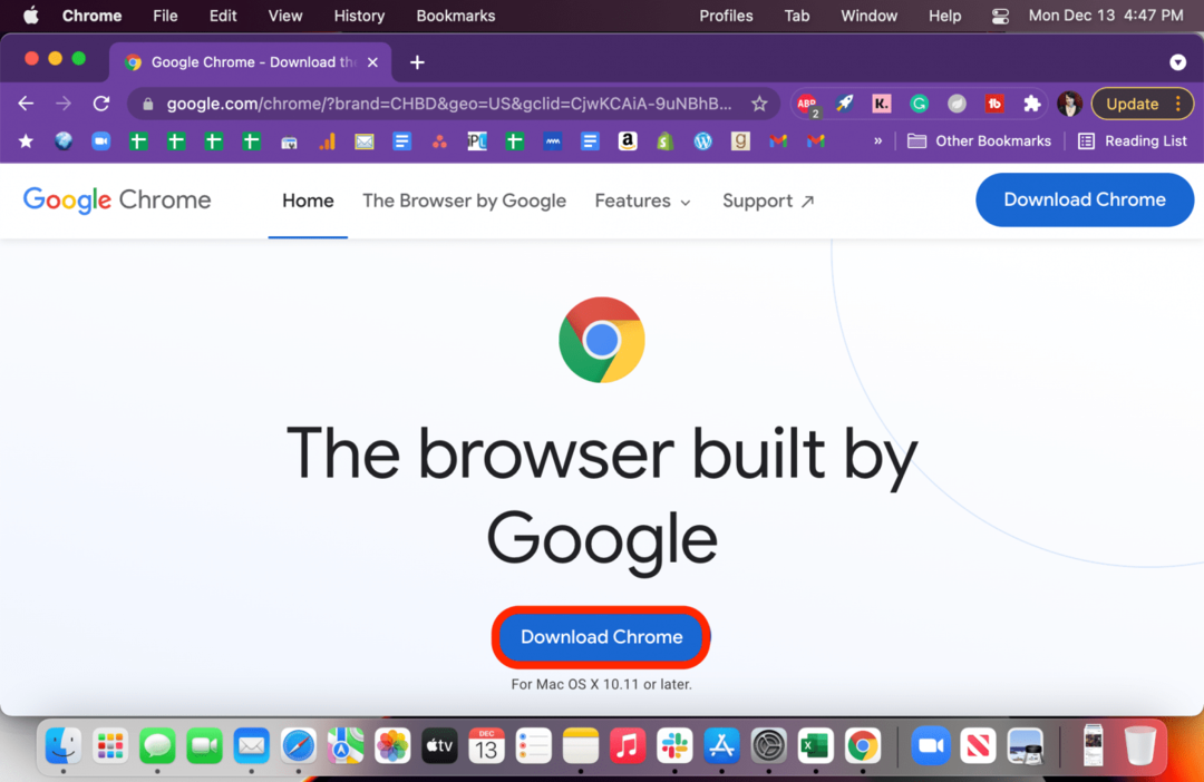 Klik Unduh Chrome - dapatkah Anda melakukan chromecast safari?