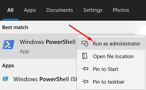 yönetici olarak powershell'i çalıştır