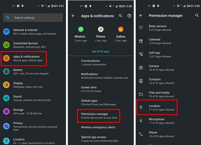 Impostazioni Android Posizione