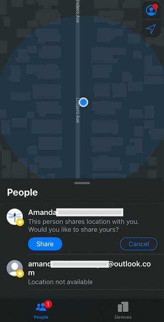 Вкладка " Люди" в приложении " Найди меня" на iOS 13