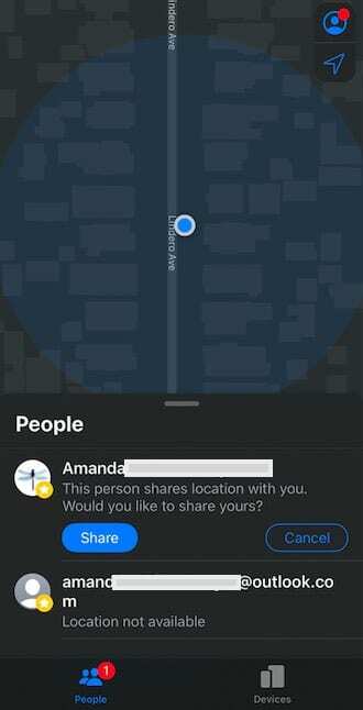 ხალხის ჩანართი Find my app-ში iOS 13-ზე