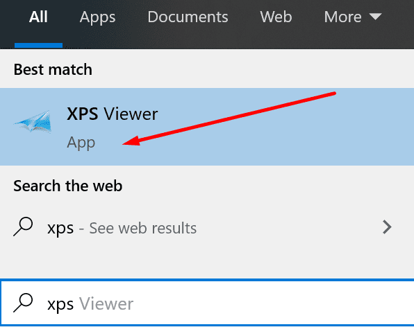 zaženite aplikacijo xps viewer