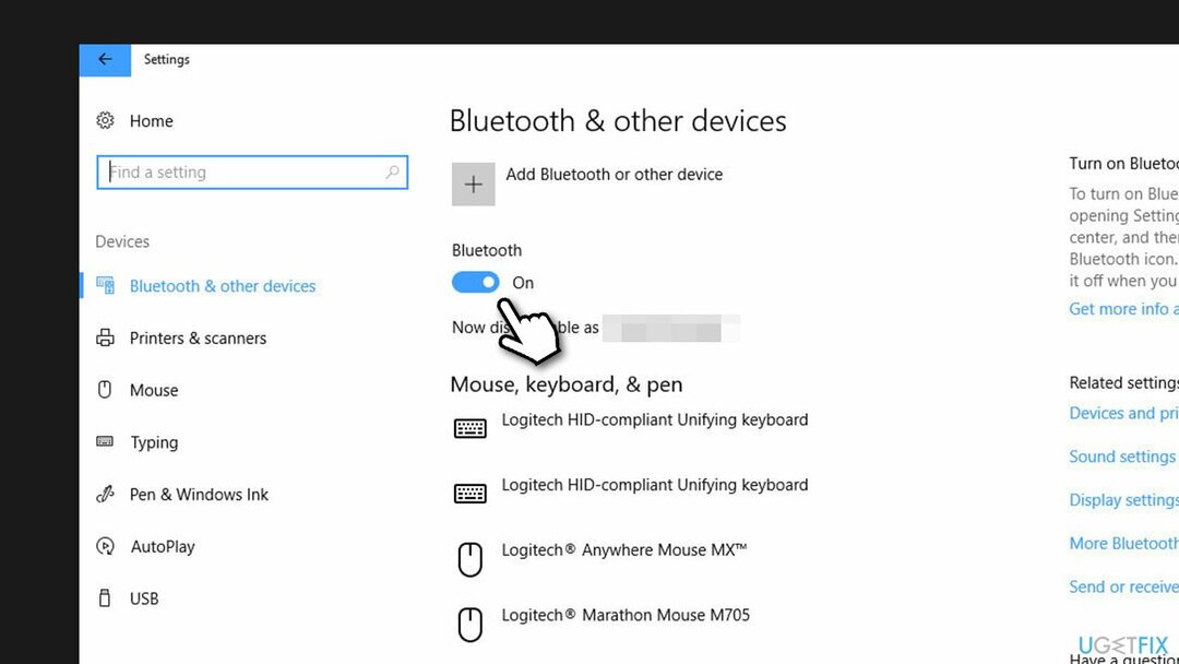 Tarkista Bluetooth asetuksista