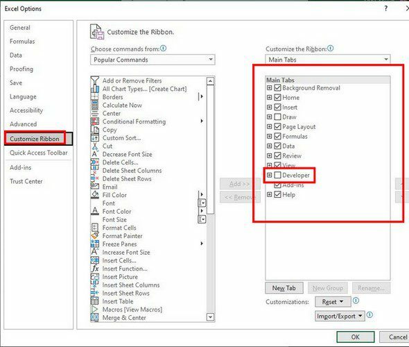 Entwickler-Excel hinzufügen