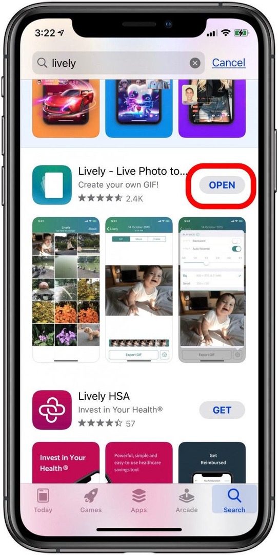 download og åbn den livlige app