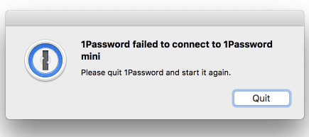 Chyba 1Password-Failed-to-Connection to-1Password-Mini-error