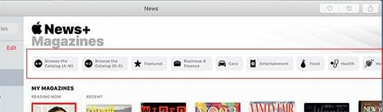 Mac पर Apple News+ - श्रेणियाँ
