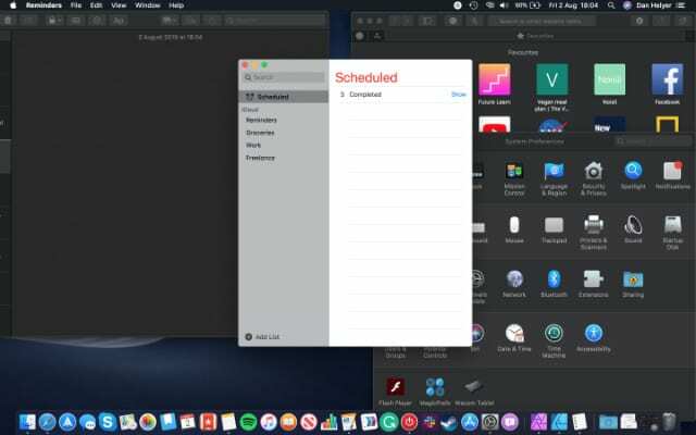 Herinneringen-app uitgesloten van macOS donkere modus