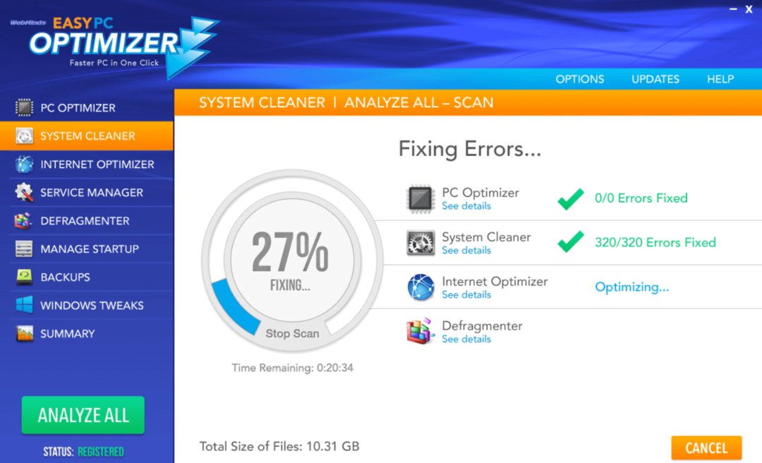 Vienkārša datora optimizētāja programmatūra operētājsistēmai Windows 