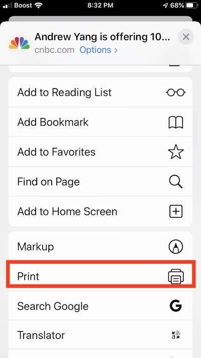 Cum să imprimați din Safari pe iOS 13