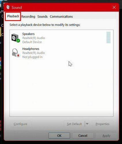 ჩანართის დაკვრის ხმა Windows 11