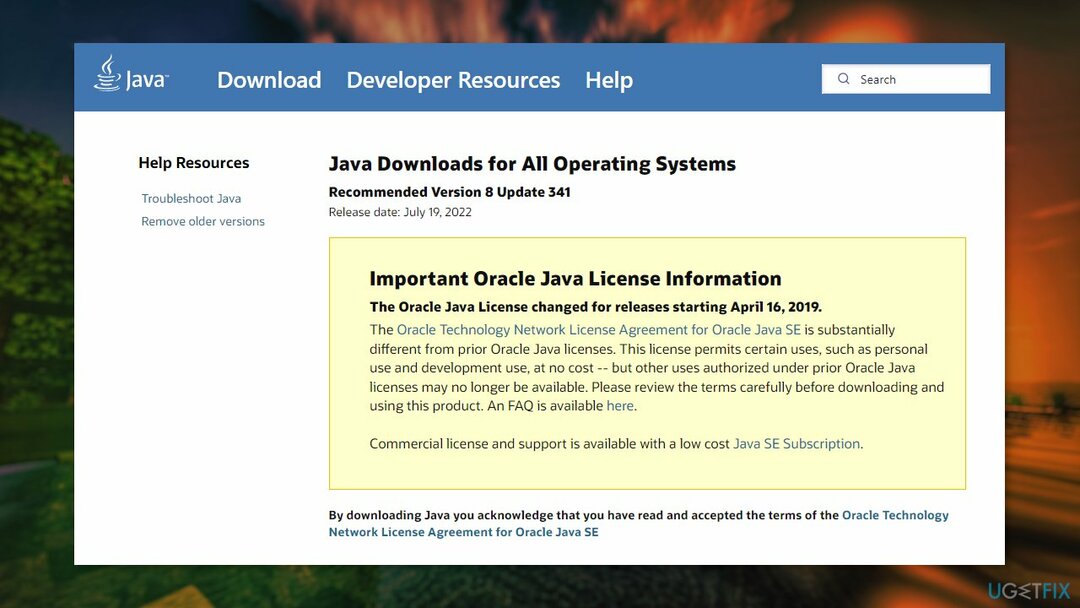 Opdater Java