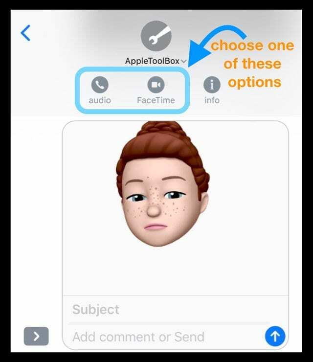 FaceTime-opkald i iMessage-appen iOS 12