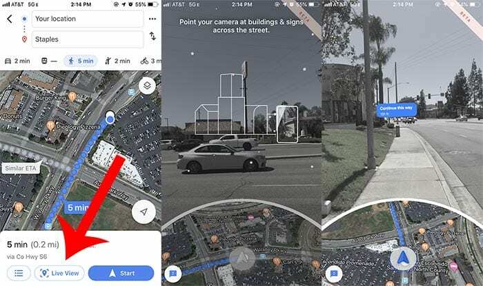 Функция AR на Google Maps на iPhone