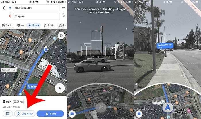 Fonctionnalité de RA de Google Maps sur iPhone