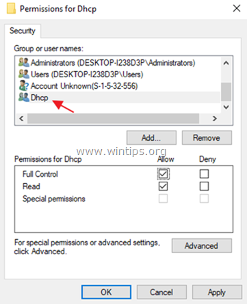 Ошибка отказа в доступе DHCP-клиента 5