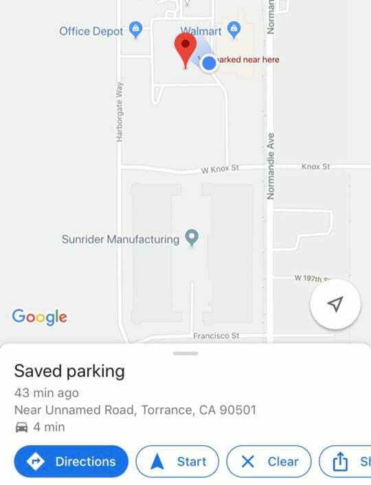 App Google Maps per iPhone Trova auto parcheggiata