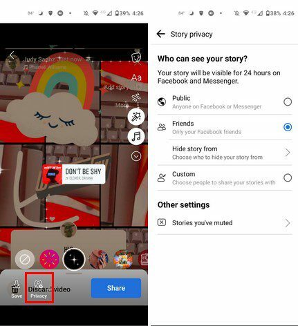 დაარეგულირეთ Facebook Story-ის კონფიდენციალურობა